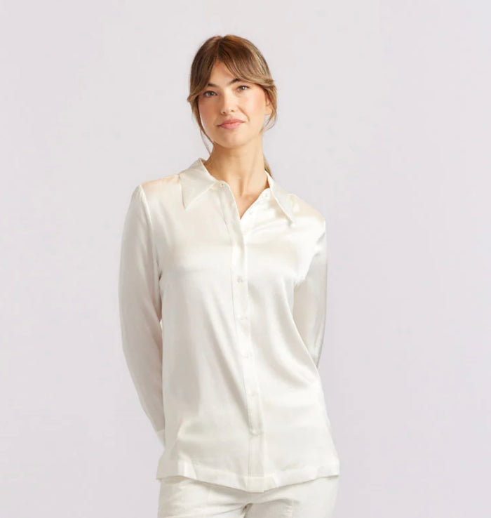 Alessandra Primrose Silk Shirt Ivory 401Q