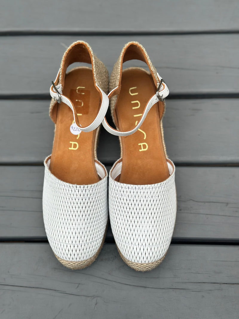 Unisa White Wedge Espadrille