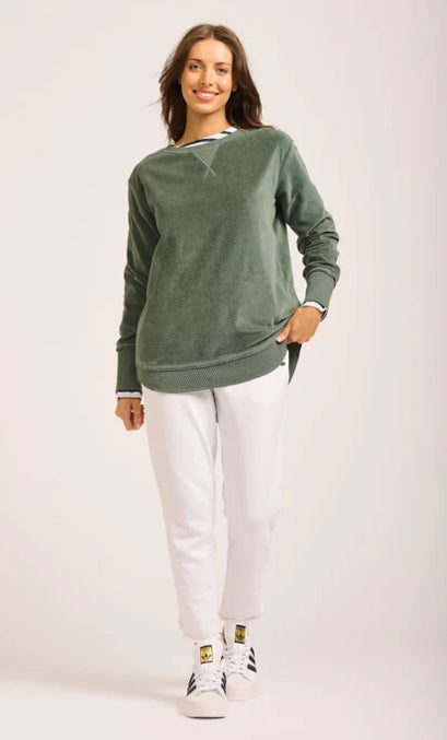 Est1971 High-Low Velour Sweatshirt Pine