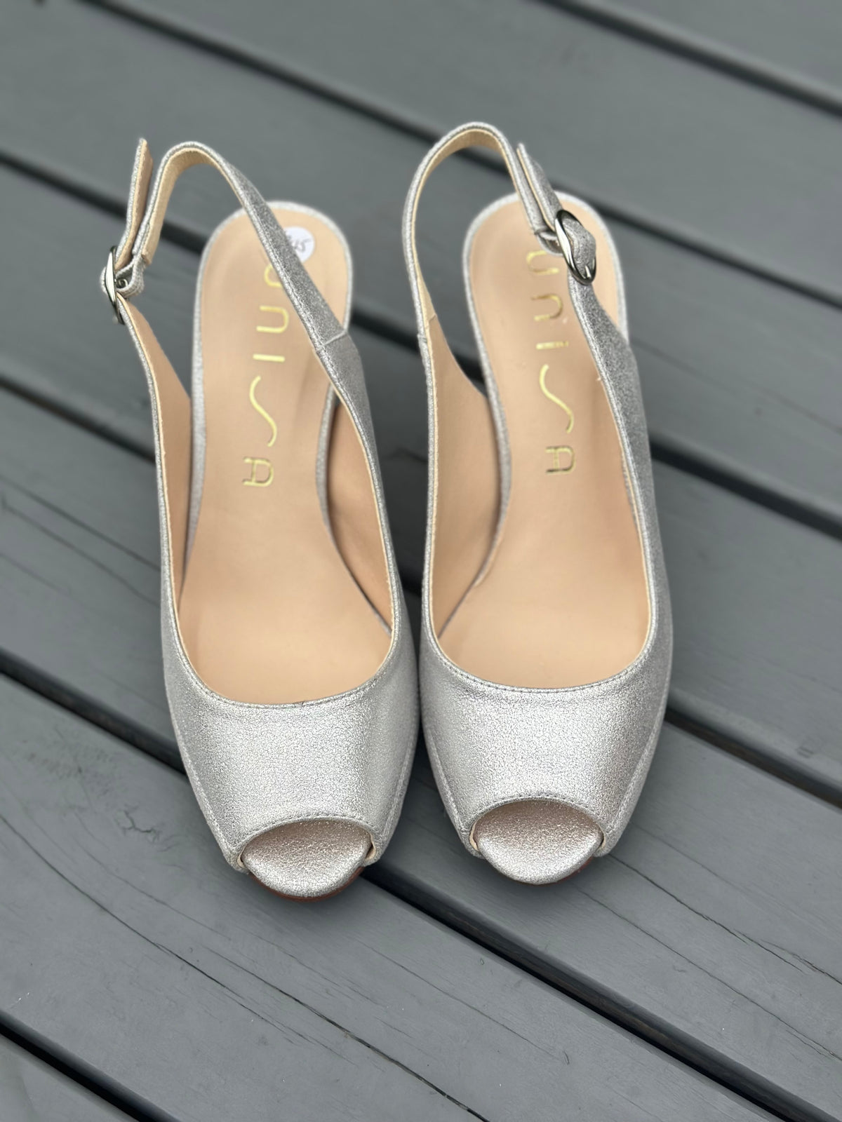 Unisa Silver Metallic Sling backs