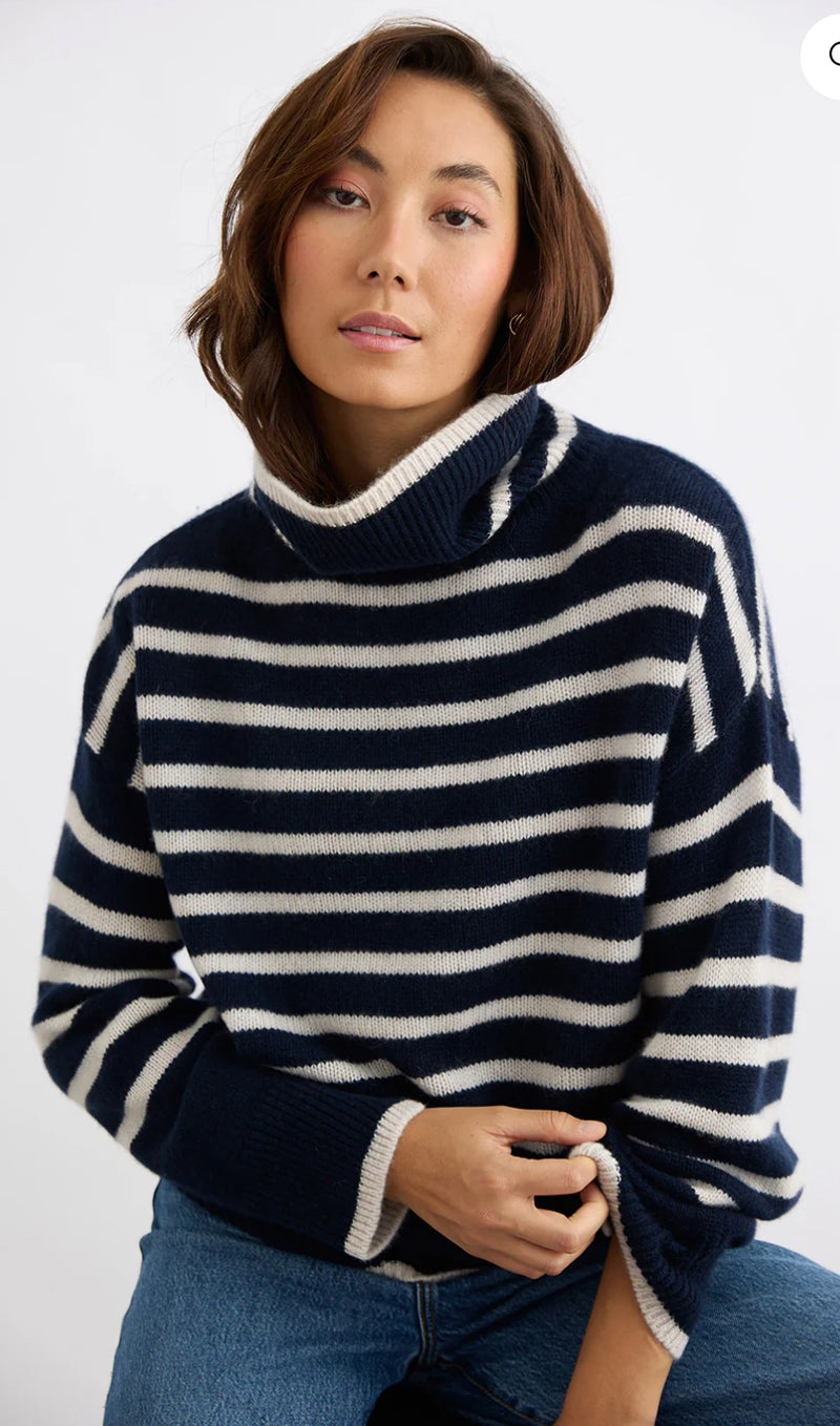 Mia Fratino Amina Turtleneck French Navy/Alabaster 23615