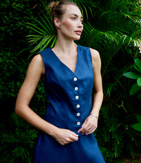 Kamare Marais Linen Vest Navy