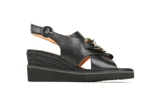 Eos Wayfarer Wedge Sandal Onyx