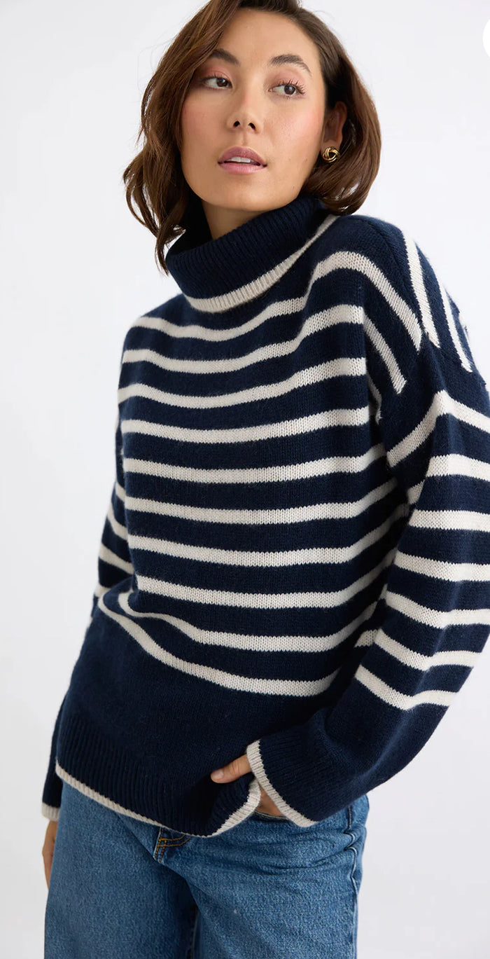 Mia Fratino Amina Turtleneck French Navy/Alabaster 23615