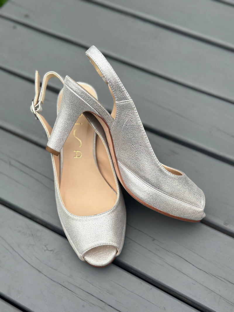 Unisa Silver Metallic Sling backs