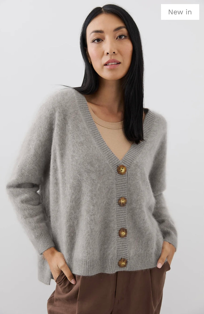 Mia Fratino Mae Brushed Cashmere Cardi Silver