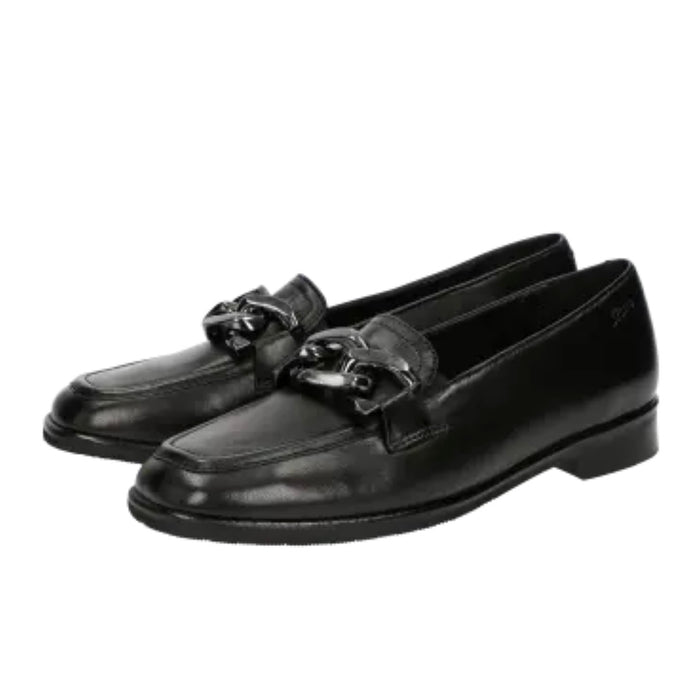 Sioux Black Leather Loafer with metal front 705