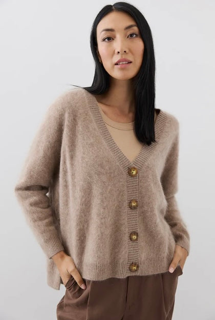 Mia Fratino Mae Brushed Cashmere Cardi Biscuit 24024