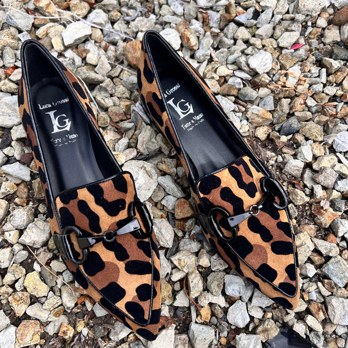 Luca Grossi Pointy Leopard Heeled Flats CH678