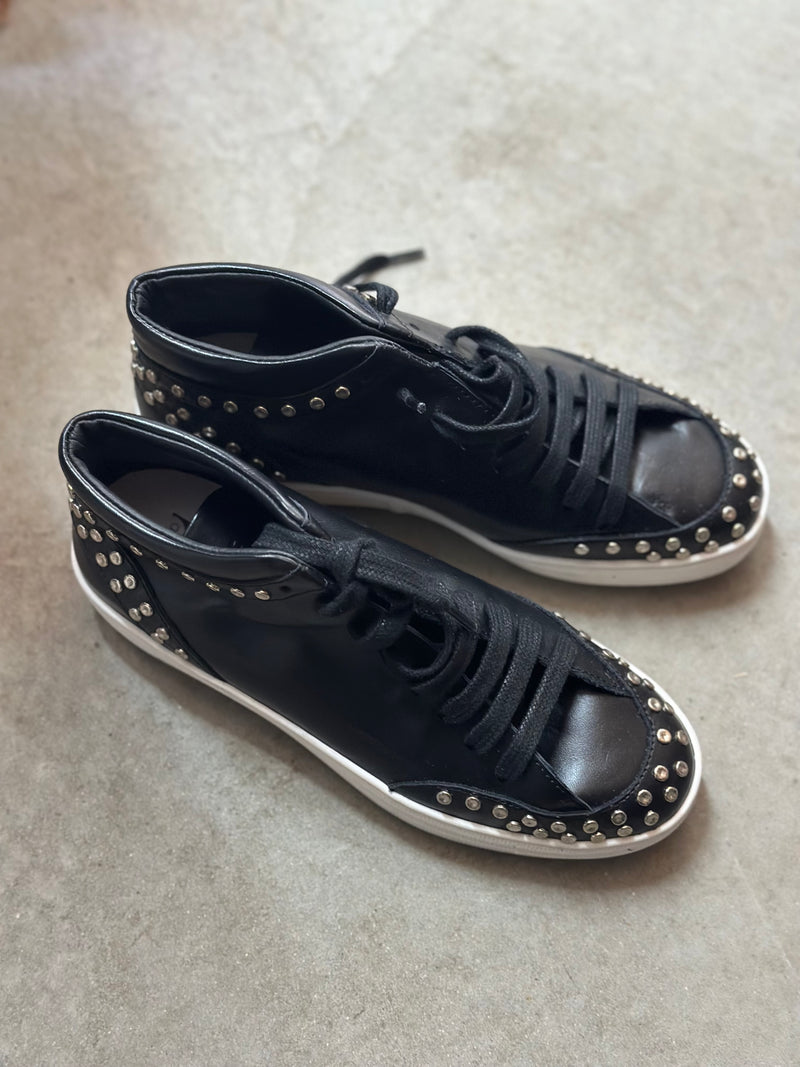 Department of Finery Black Hi Top Sneakers with studded feature