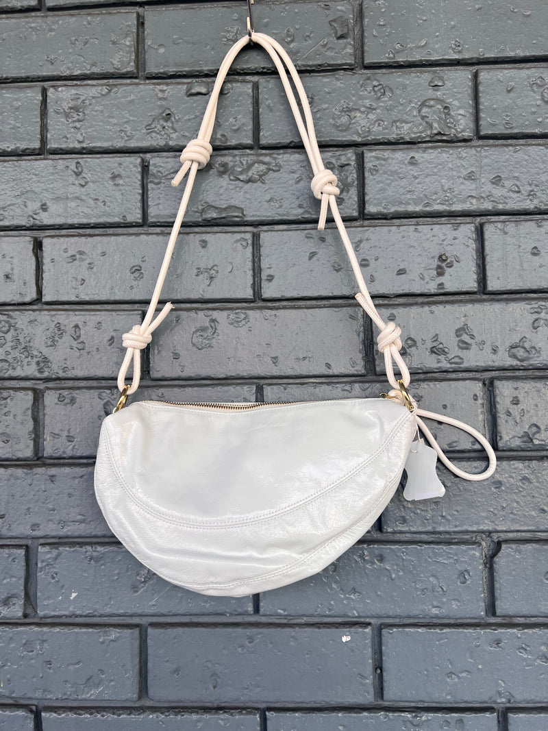 Hi Ho Crescent Bag White Patent