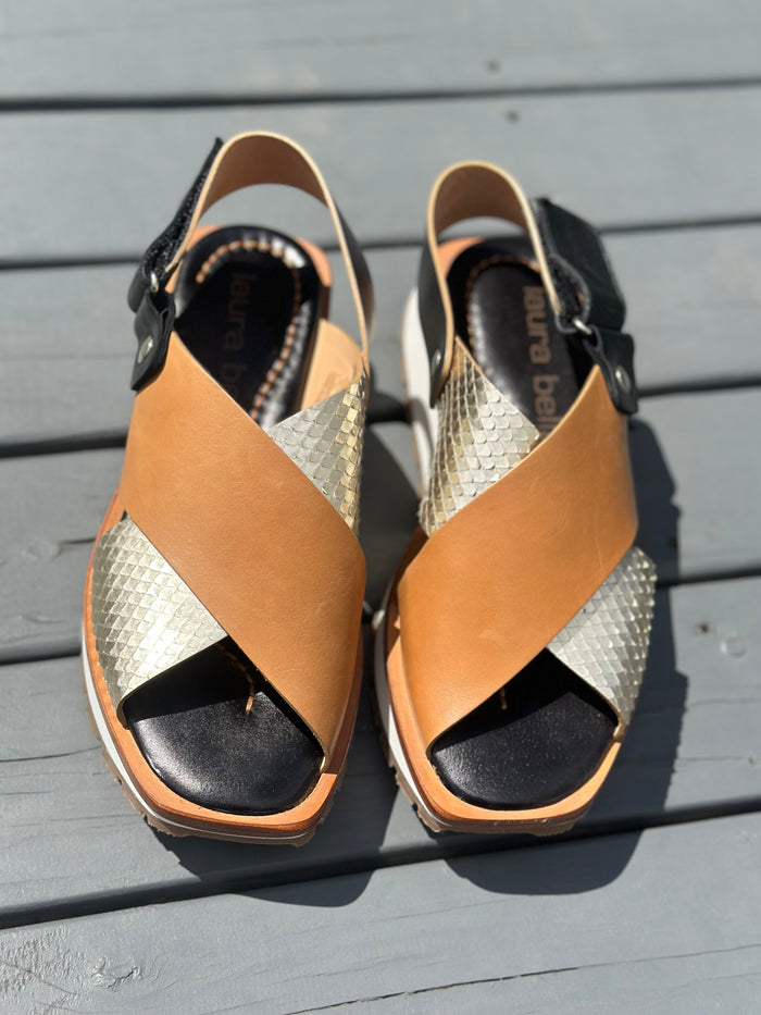 Laura Bellariva Tan/Metallic Sandal