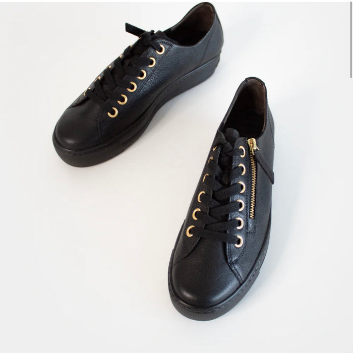 Paul Green Black /Gold Flatform Sneaker 5006-136