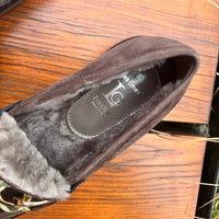 Luca Grossi Chocolate Fur lined Loafer with Gold detail G882M