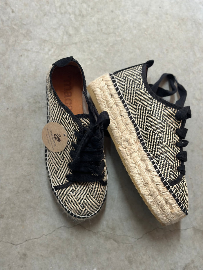 Macarena Black lace up Espadrilles