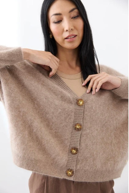 Mia Fratino Mae Brushed Cashmere Cardi Biscuit 24024