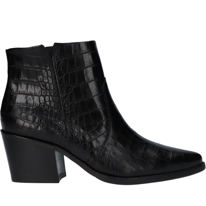 Paul Green Black Croc Ankle Boots 9780-026