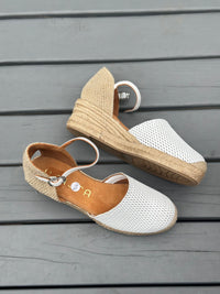 Unisa White Wedge Espadrille