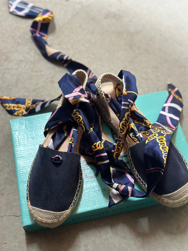 Star Love Tie Up Navy Espadrilles