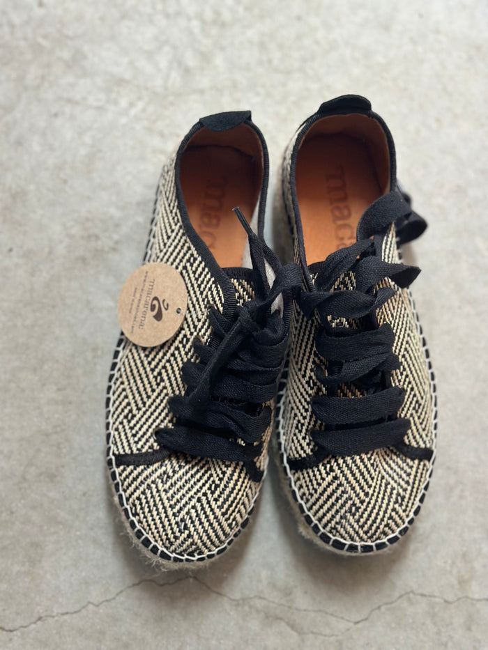 Macarena Black lace up Espadrilles