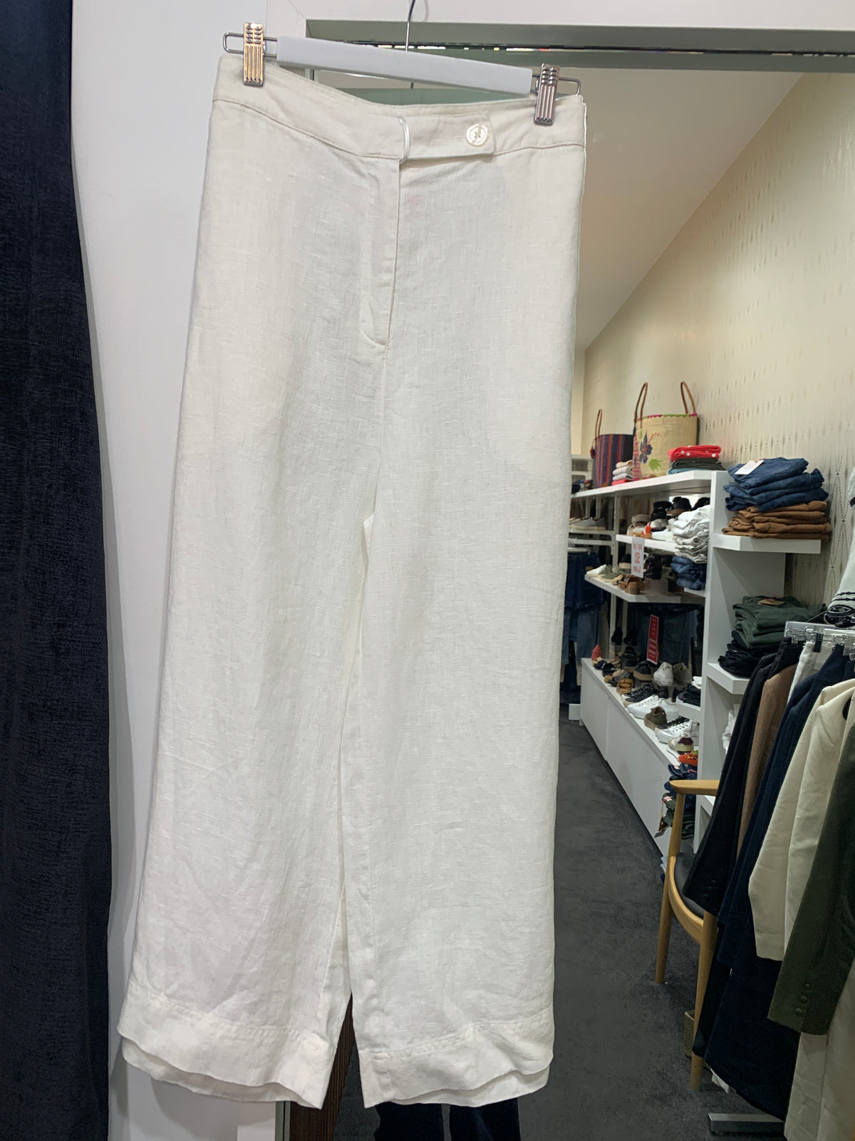 Alessandra White Linen wide leg pants