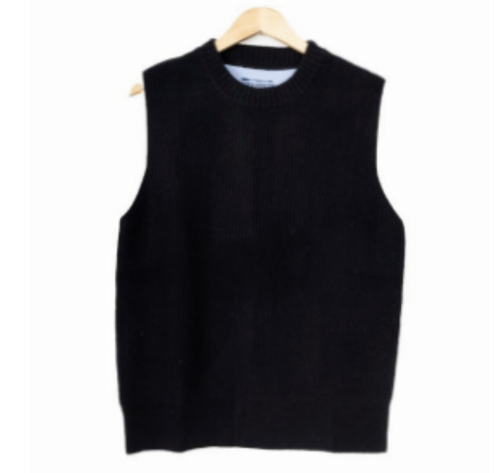 Bow And Arrow Black Ribbed Vest Cashmere Blend