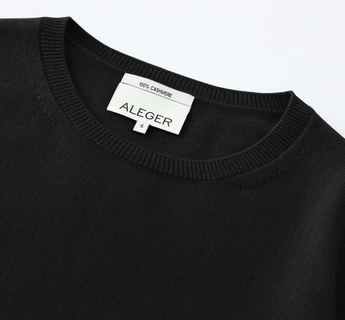 Aleger Cashmere Black Crew Neck Sweater N.13