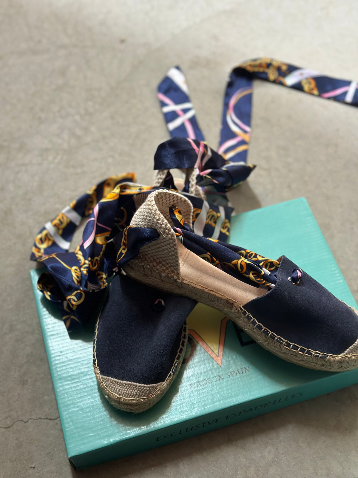 Star Love Tie Up Navy Espadrilles