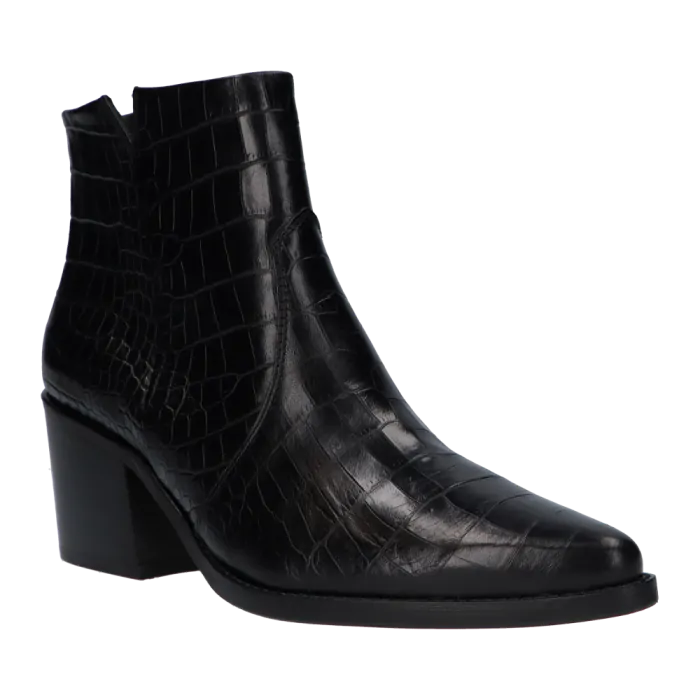 Paul Green Black Croc Ankle Boots 9780-026