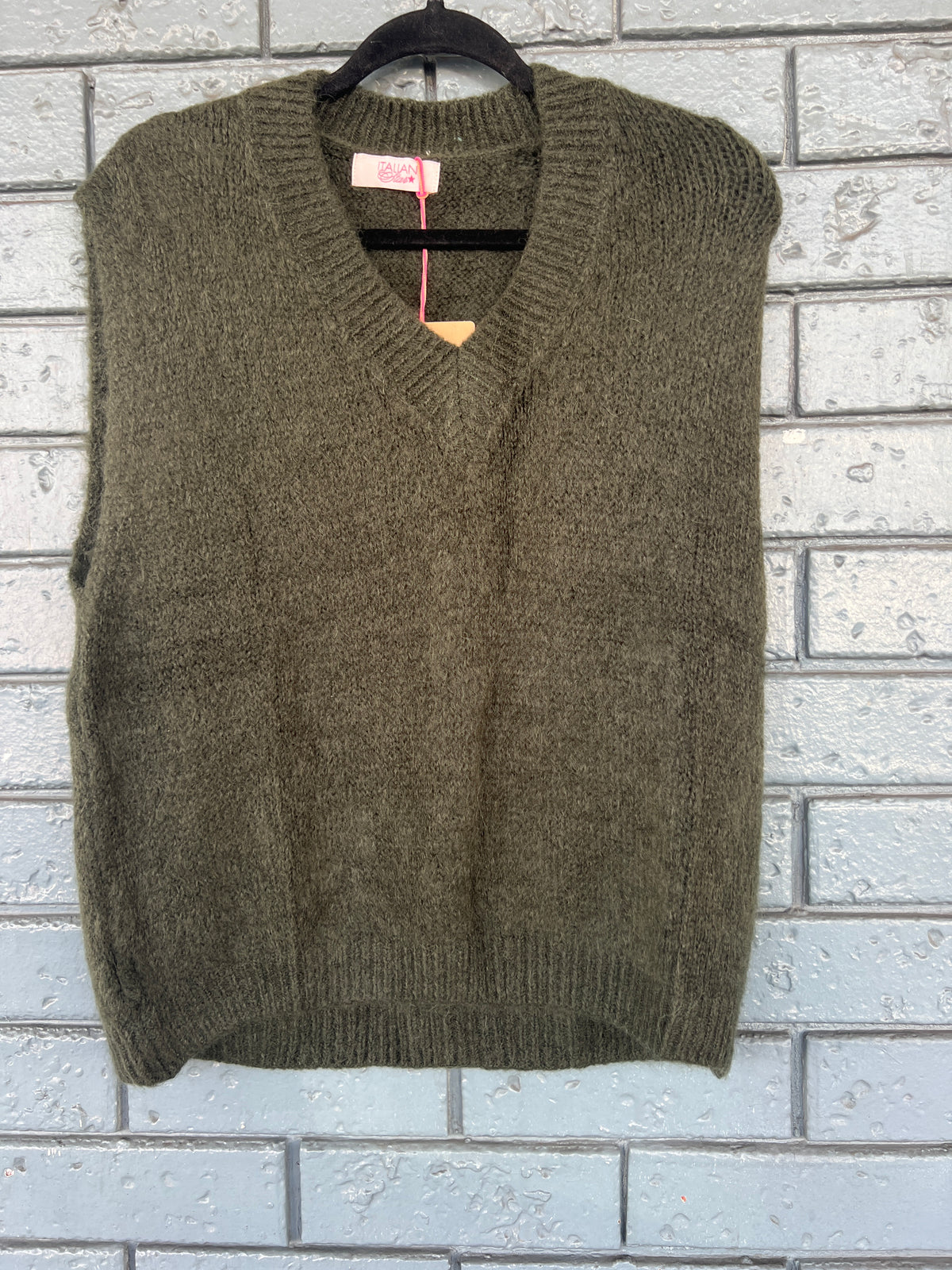 Italian Star Mohair Links Vest Khaki