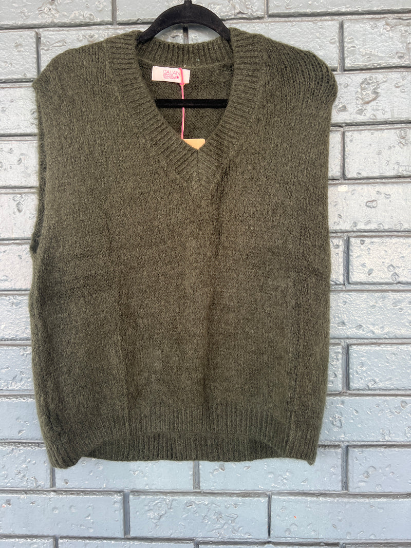 Italian Star Mohair Links Vest Khaki