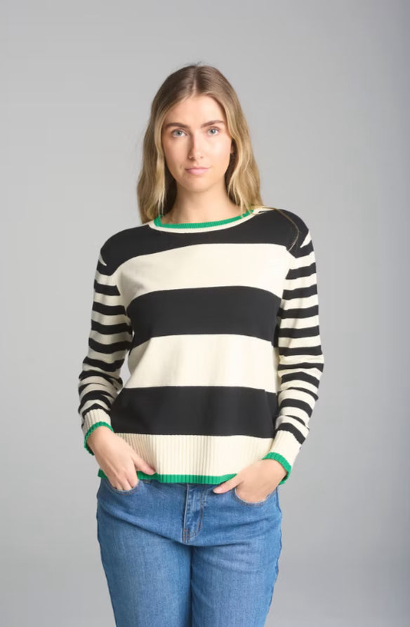 Cloth Paper Scissors Preppy Crew Knit Cream/Black/Green