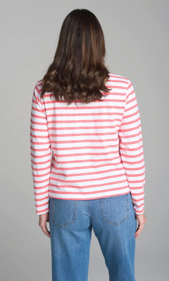 Cloth Paper Scissors Stripe Basic Straight Hem L/S Coral