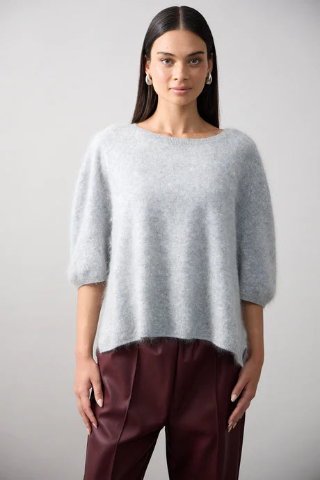 Mia Fratino Brushed Cashmere Erika Tee Silver 24021