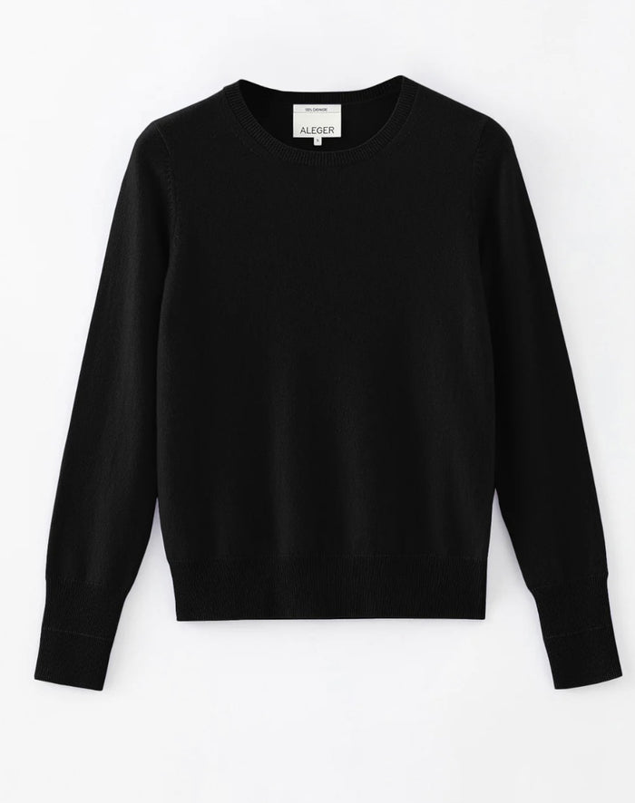 Aleger Cashmere Black Crew Neck Sweater N.13