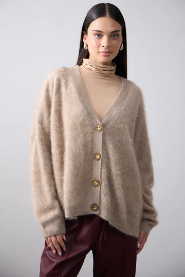 Mia Fratino Brushed Cashmere Mae Cardi Biscuit 24024