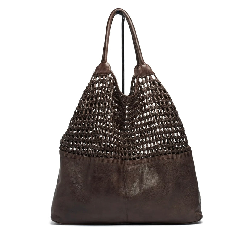 Rugged Hide Hyams Large Weave Tote Bag Brown