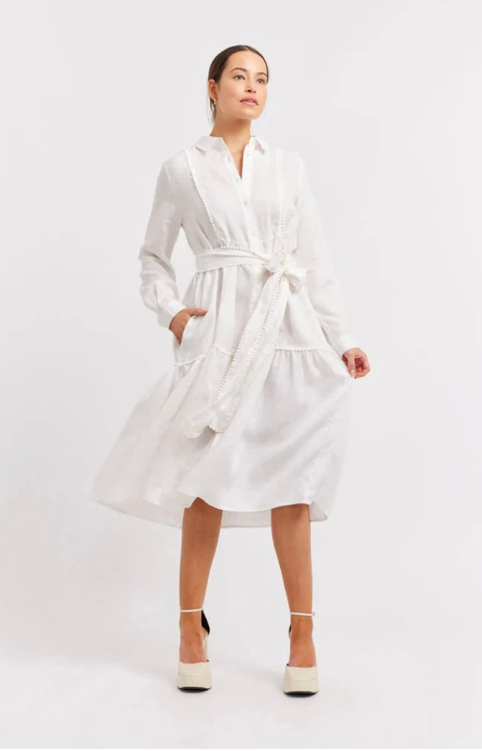 Alessandra Silvana Dress White Linen