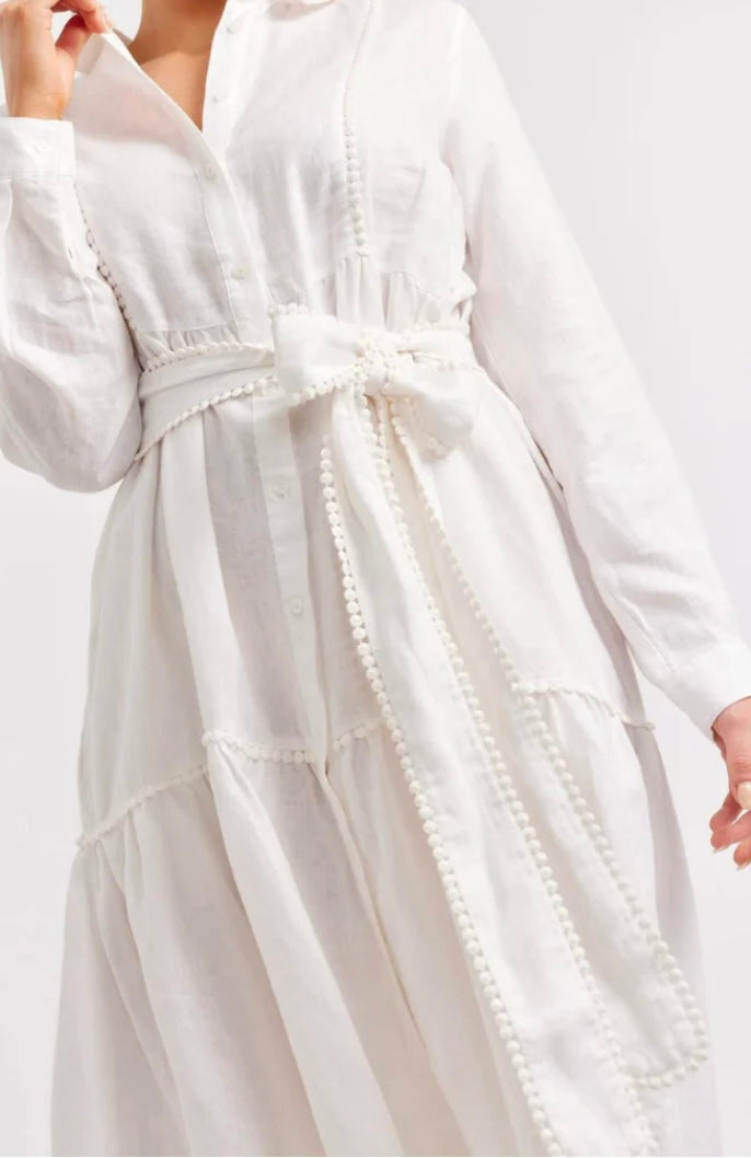 Alessandra Silvana Dress White Linen