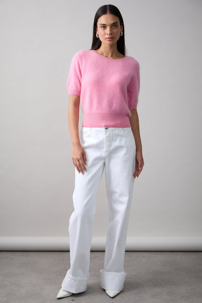 Mia Fratino Brushed Cashmere Bella Tee Strawberry Ice 25303