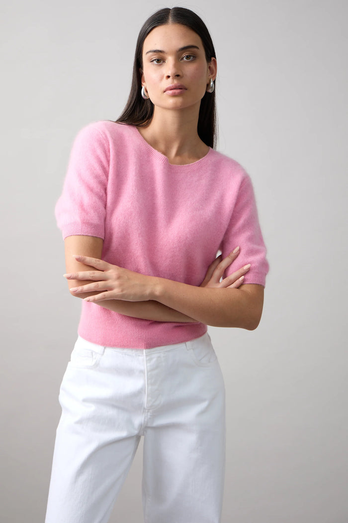 Mia Fratino Brushed Cashmere Bella Tee Strawberry Ice 25303