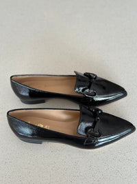 Luca Grossi Black Patent Loafer with Black Chain CH678