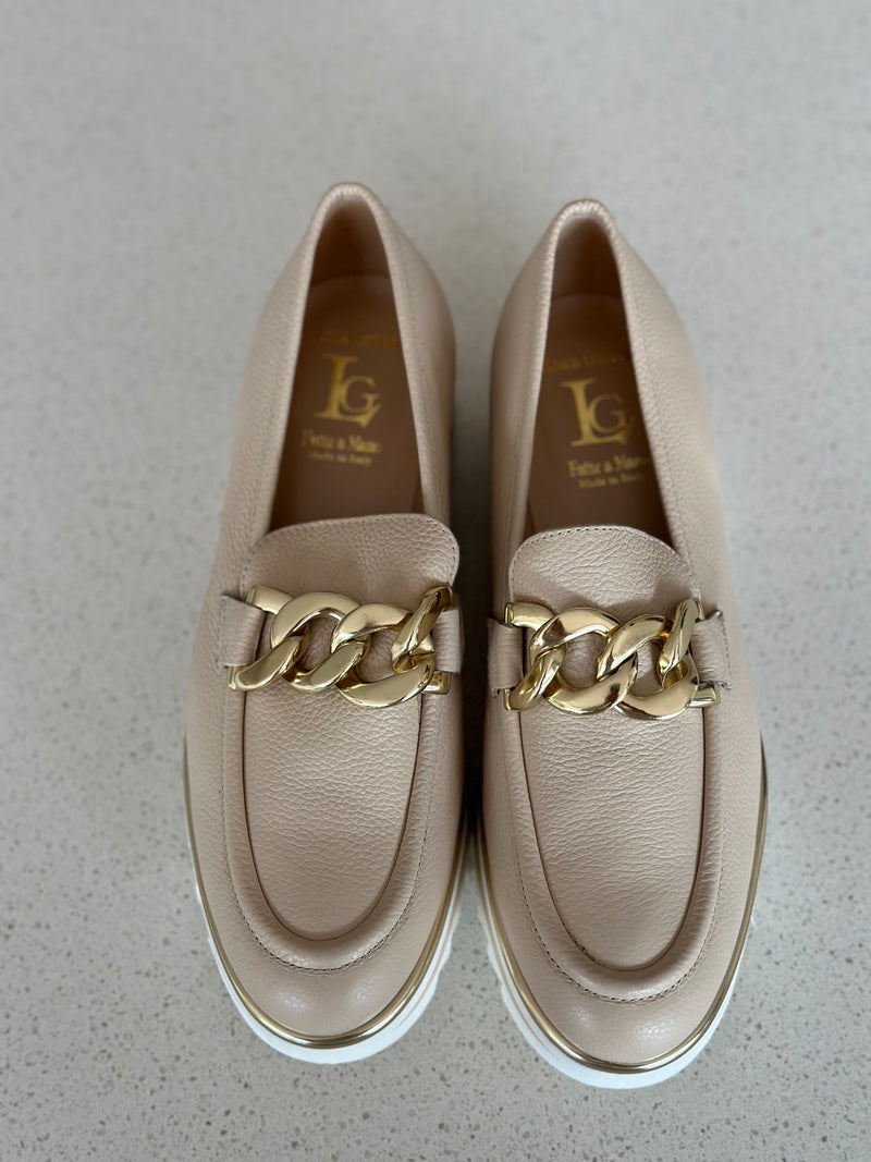 Luca Grossi Willer Beige Chunky Loafer with Gold metal H026M