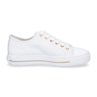 Paul Green White Patent Sneaker with Gold Stripe 4977-015