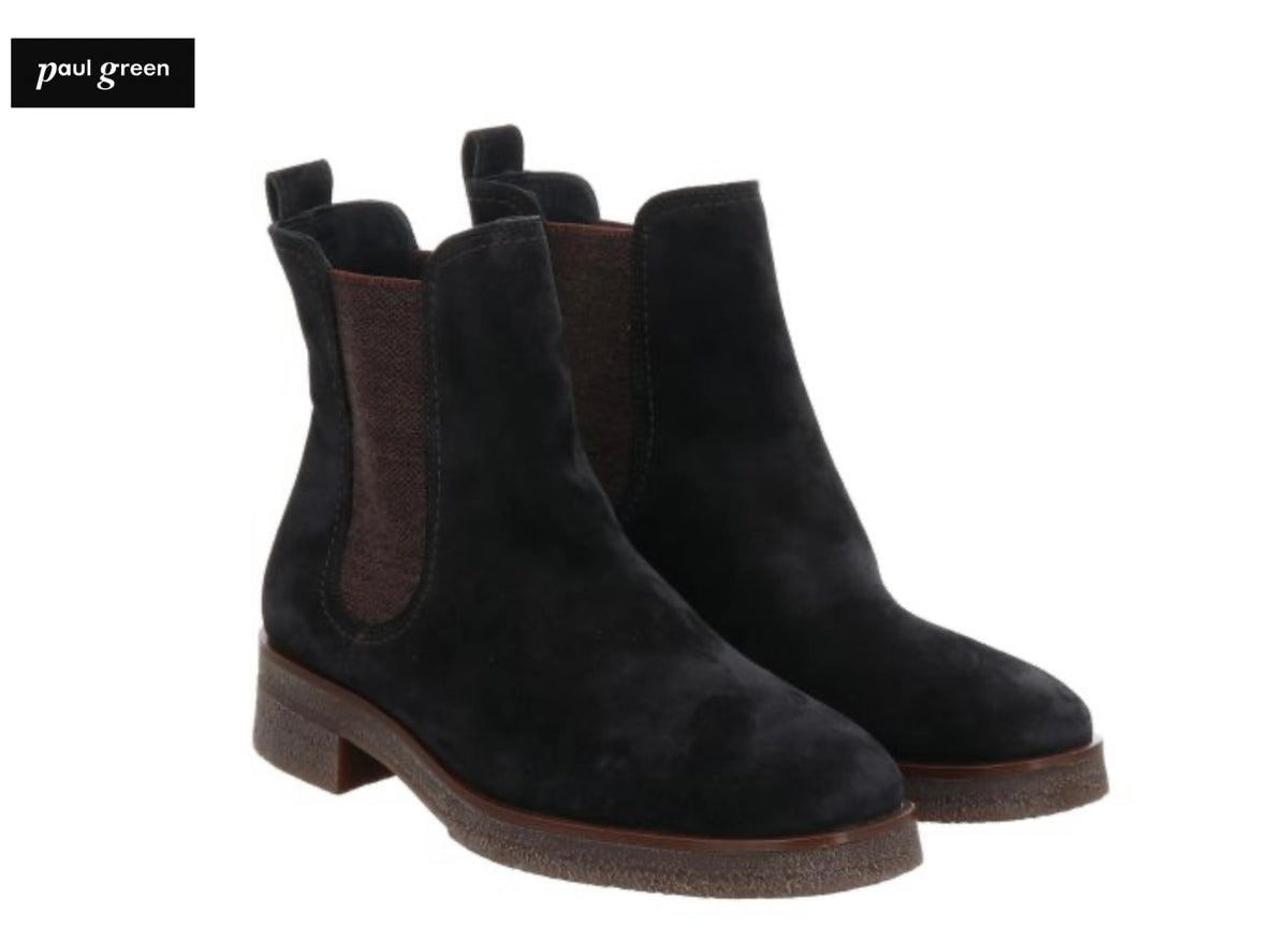 Paul Green Black Suede Pull On Boot 8021-034