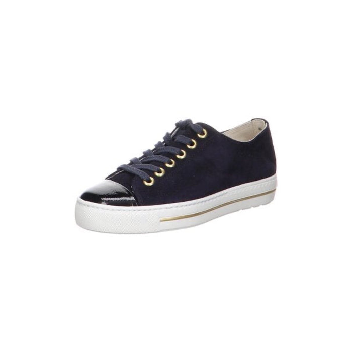 Paul Green Suede Navy Sneaker with Gold Stripe 4977-005