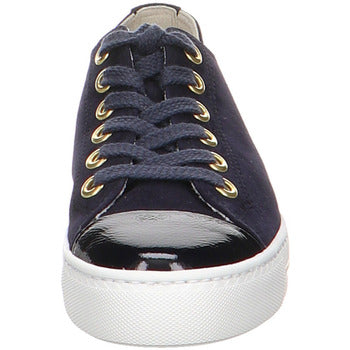 Paul Green Suede Navy Sneaker with Gold Stripe 4977-005