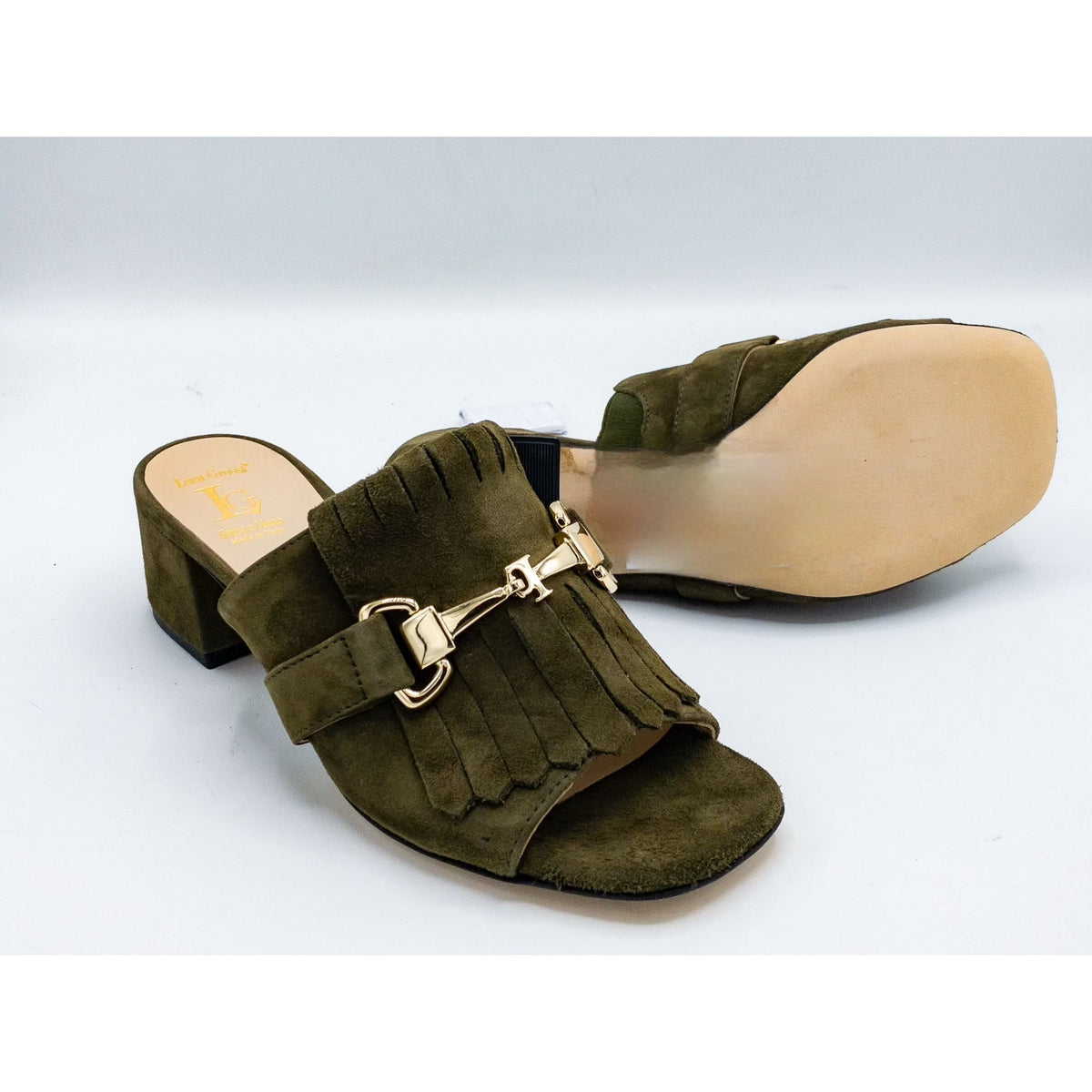 Luca Grossi Khaki Suede Heeled Slip On H981S