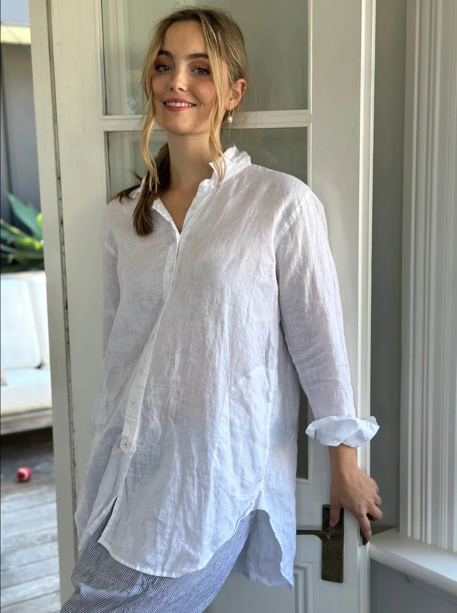 Frockk Sita Linen Shirt White – Coco Shoes Tasmania