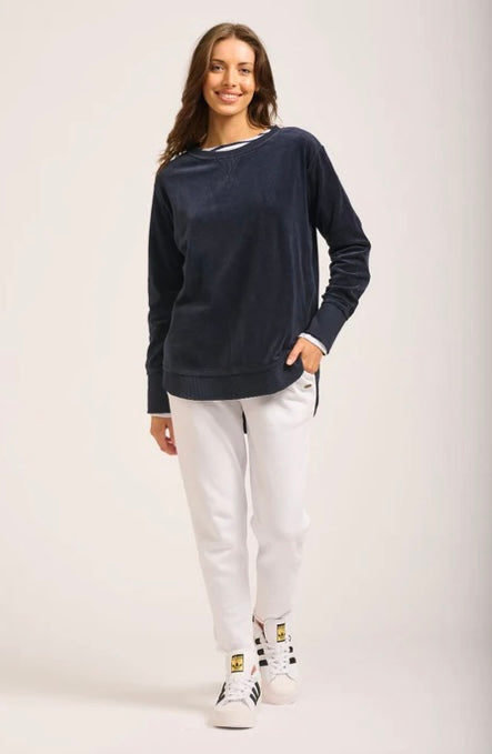 Est1971 High-Low Velour Sweatshirt Navy